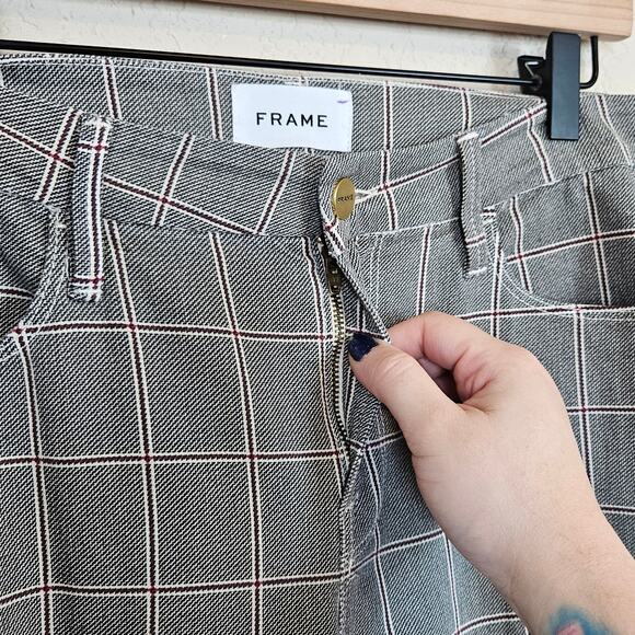 Frame Le Crop Mini Boot Jeans Window Pane Plaid Women's 29 Academia Fall - Picture 6 of 12